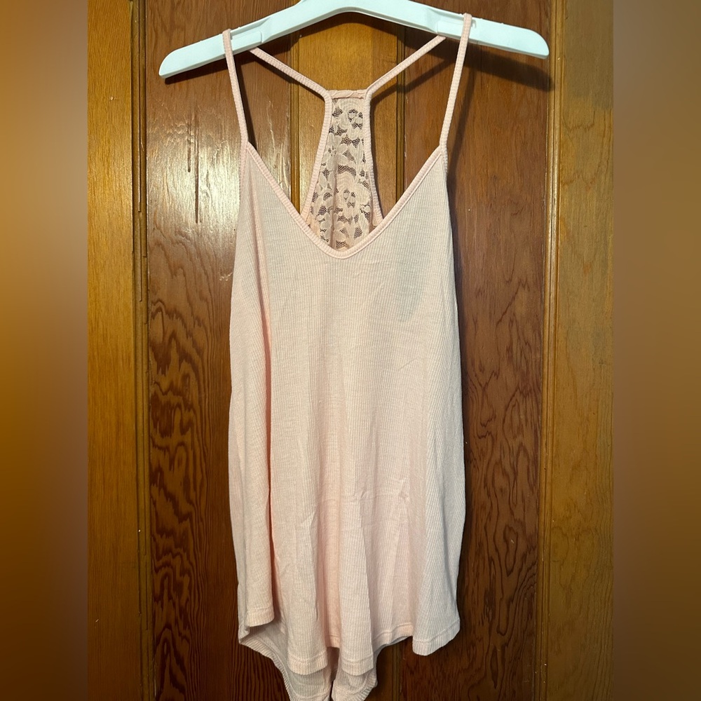Aeropostale Blush Lace-Back Tank Top